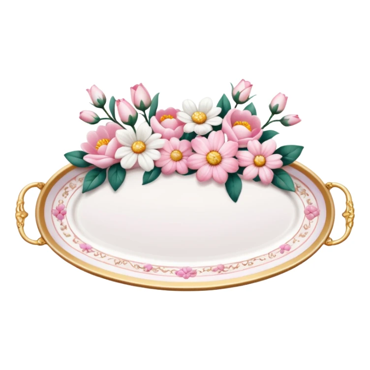 pink and white porcelain tray with flowers  sticker