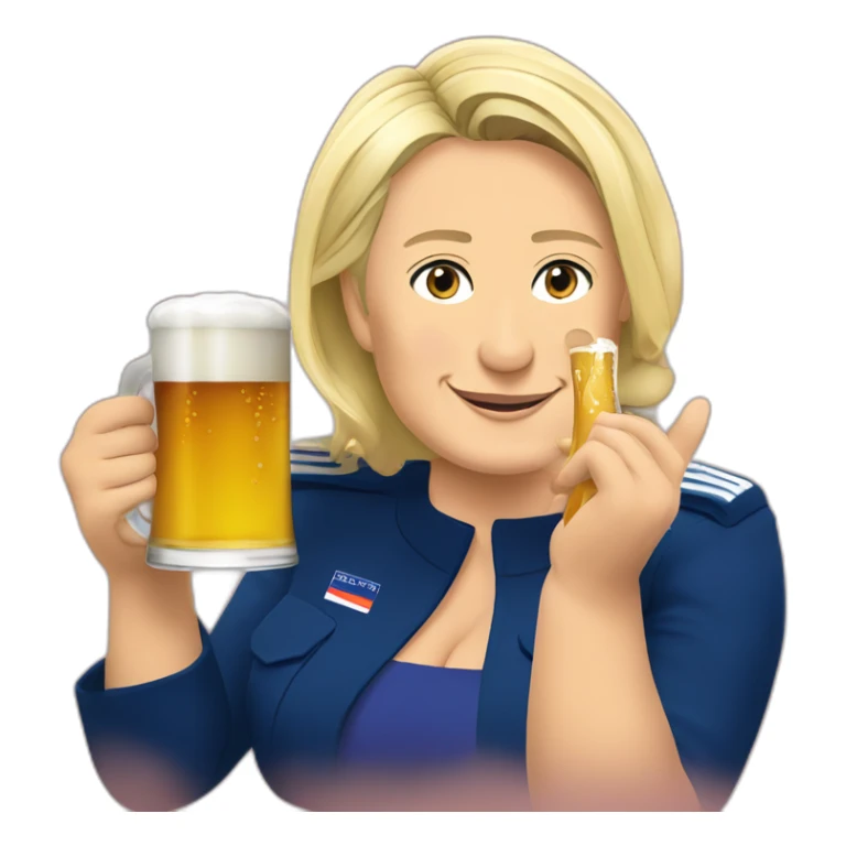 Marine le pen drinking beer sticker