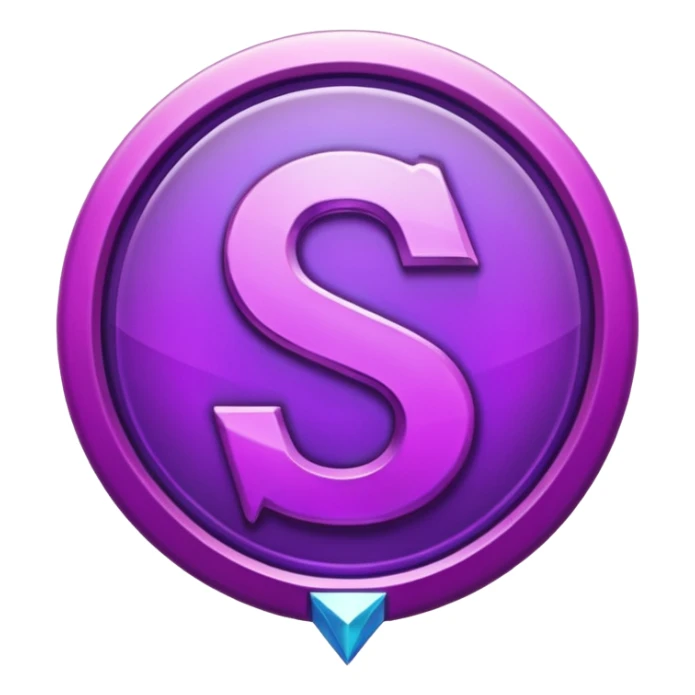 Create a custom emoji badge featuring a stylized, glossy letter “S”. Design it in the Master rank style from League of Legends. Use purple-magenta metallics, sharp edges, and a powerful elite aura.
 sticker