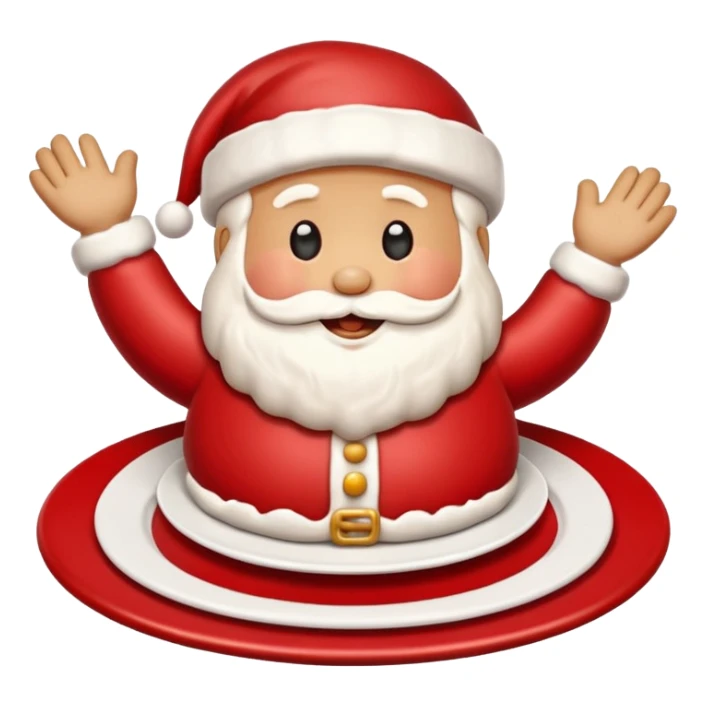 “A cute Christmas-themed Santa cookie, decorated with red and white icing, smiling face, sitting on a small plate, cartoon-style, vibrant colors, festive and cozy mood” sticker