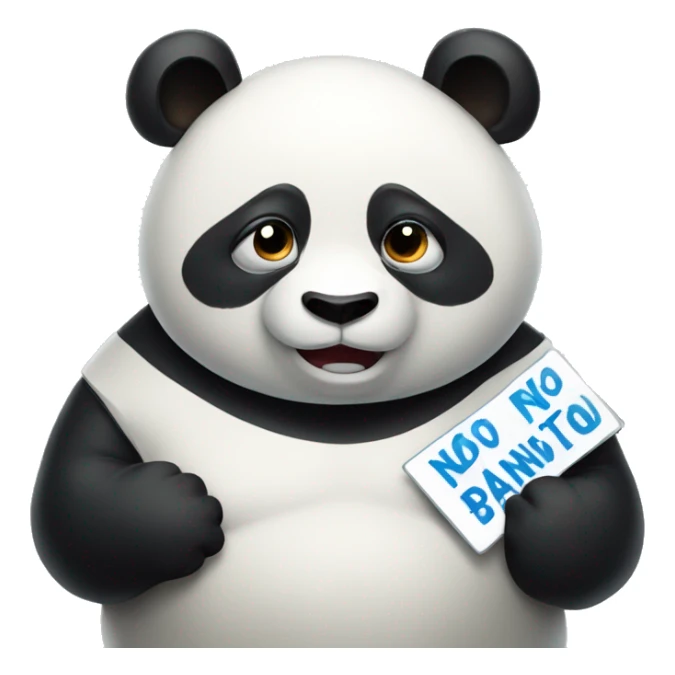 A fat panda holding a sign that says NO sticker