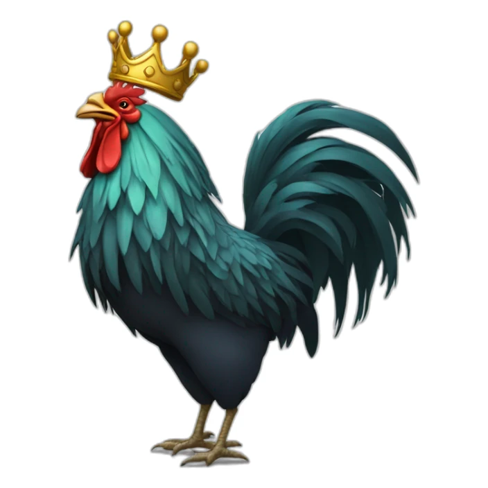 fighting and howling rooster with a crown on its head sticker