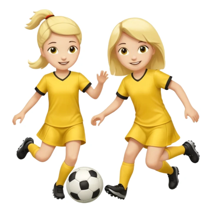 kids play soccer in yellow dress sticker