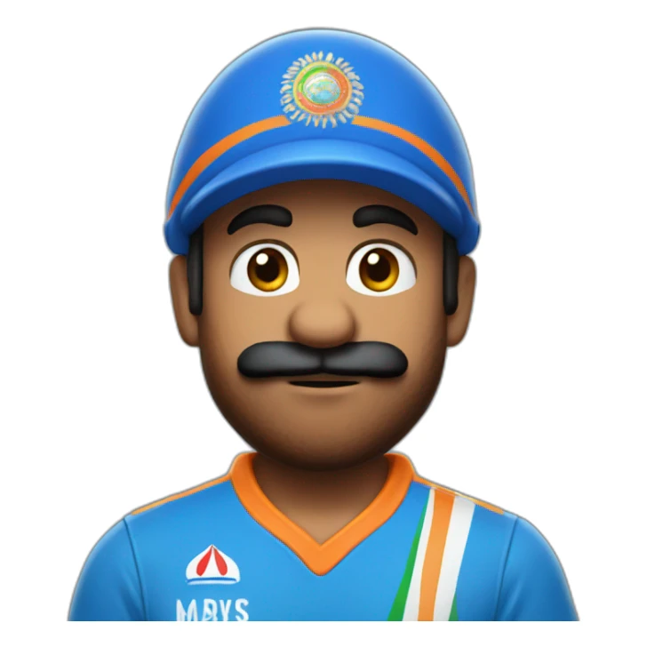 mario wearing blue indian cricket team jersey sticker