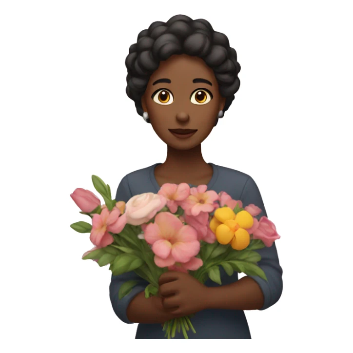 Woman with flowers in her hand sticker