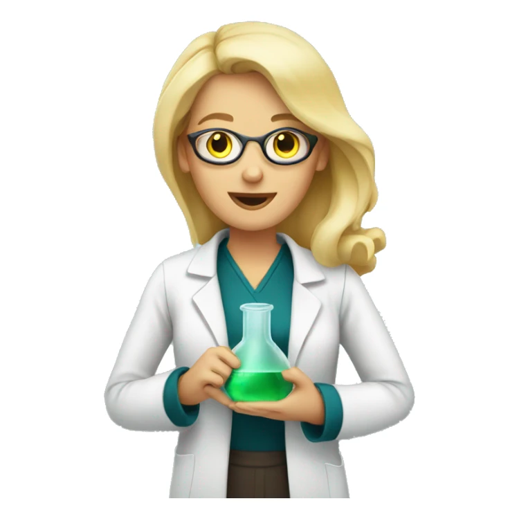 Blonde Women scientist holding flask sticker