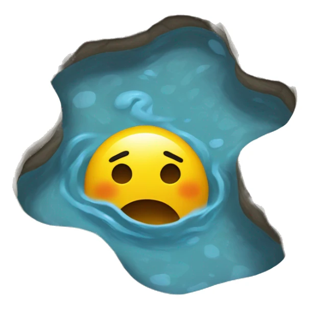 Melting emoji in puddle of water sticker