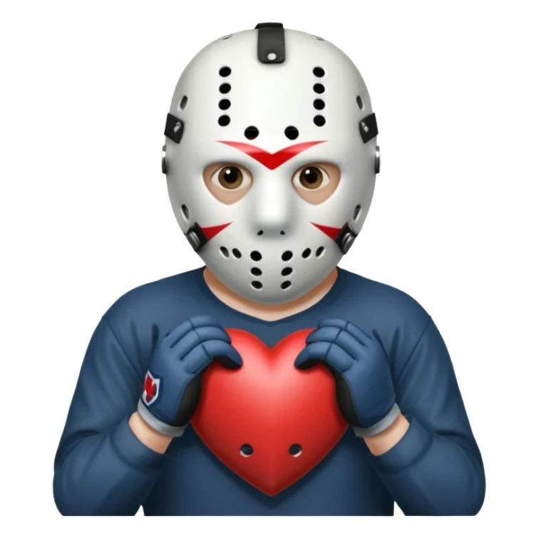 Jason Voorhees, looking cute, making a heart with his hands sticker