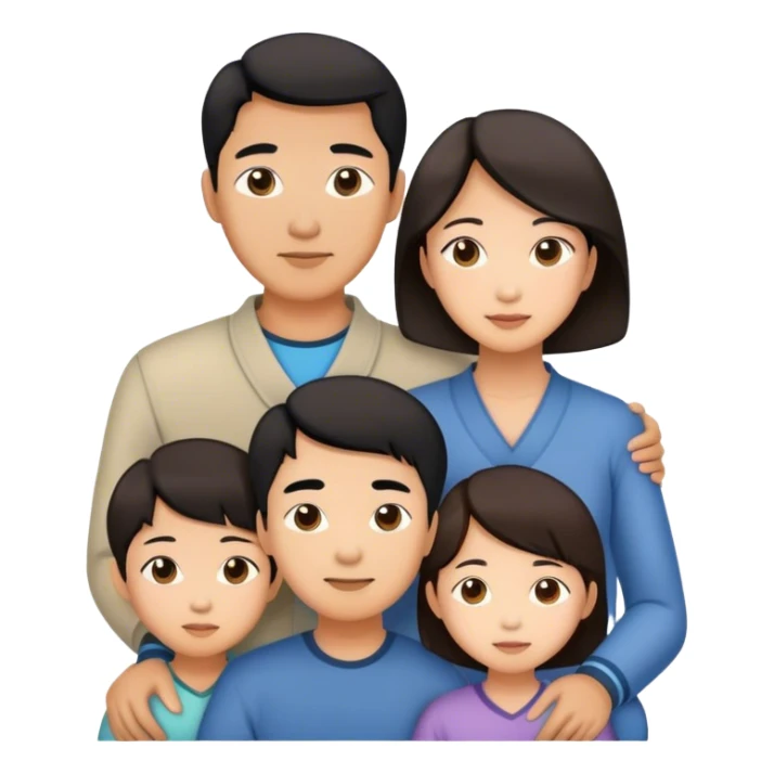 Asian Family with mom dad son and daughter sticker
