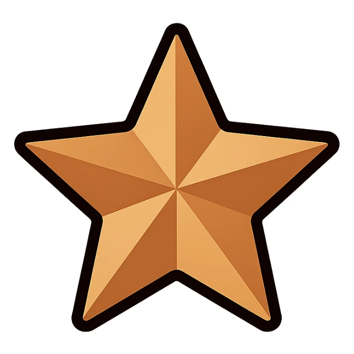 bronze star rating symbol, metallic effect, clean and modern, for rating sticker