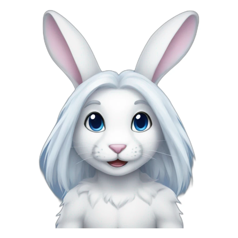 Male Anthro white rabbit with long dark blue hair sticker