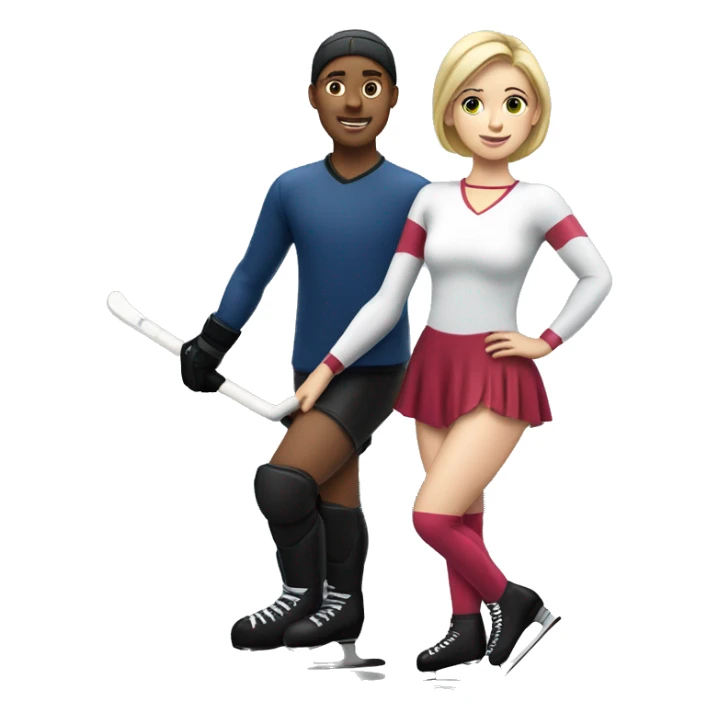 Figure skater girl with hockey player boy sticker