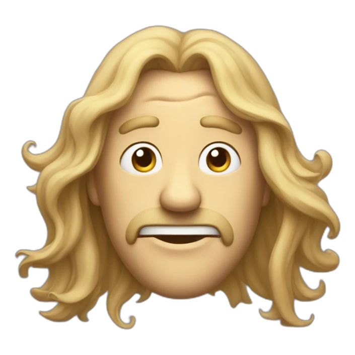 a pale windy grimace of man with long hair sticker