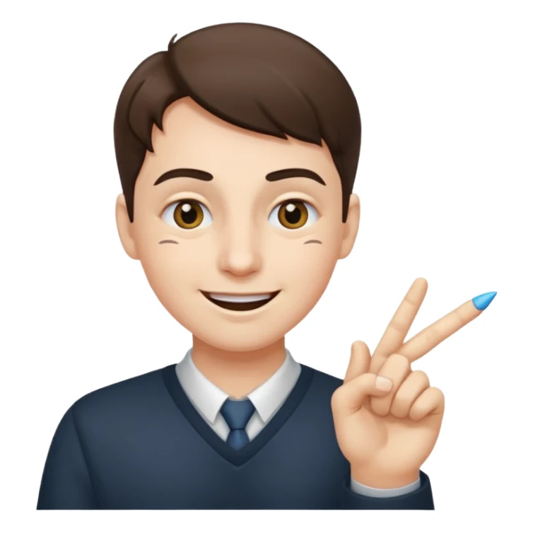 A  face with one eye skuinting and and ther hand with only ther pointer finger in there mouth them smiling sticker