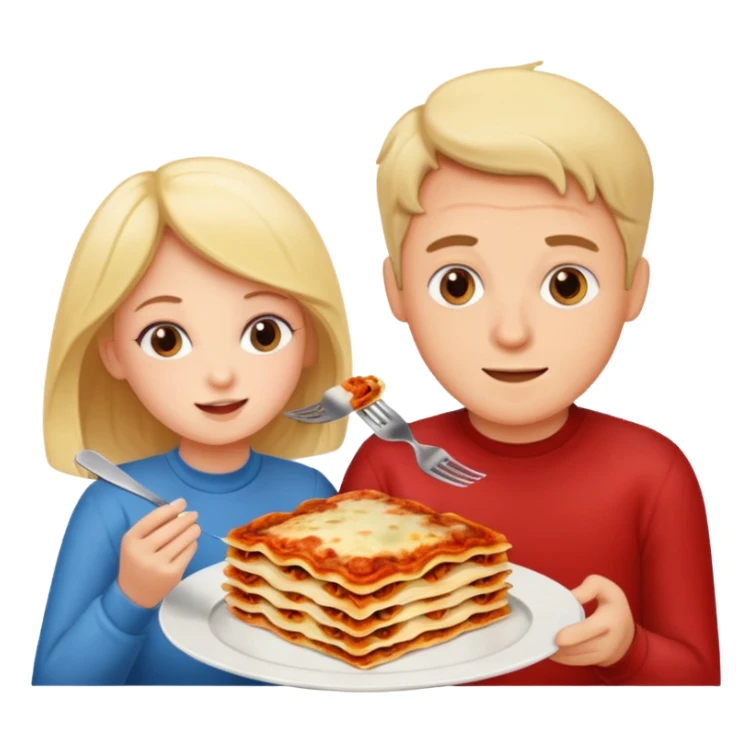 guy and girl eating lasagna together sticker