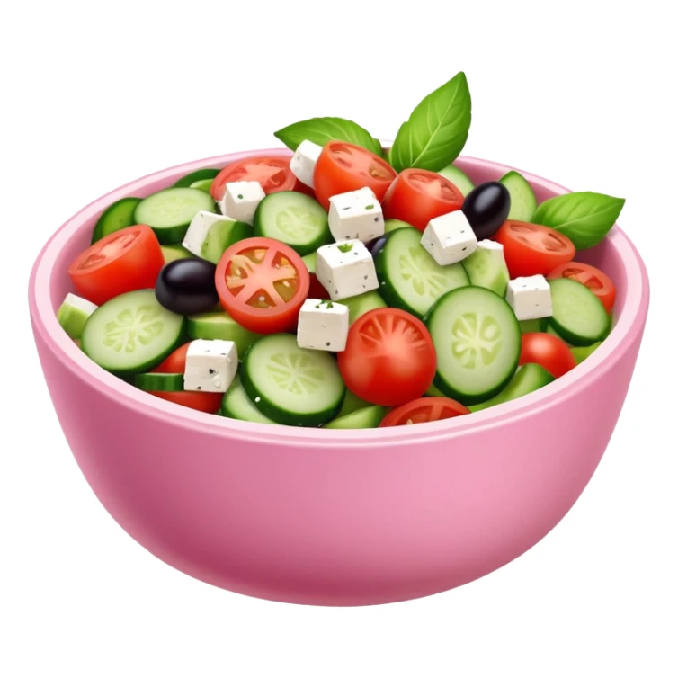 super realistic greek salad in pink bowl sticker