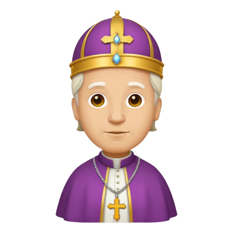 Pope Leo XIV as an expressive emoji icon, simplified, bold outlines, flat colors sticker