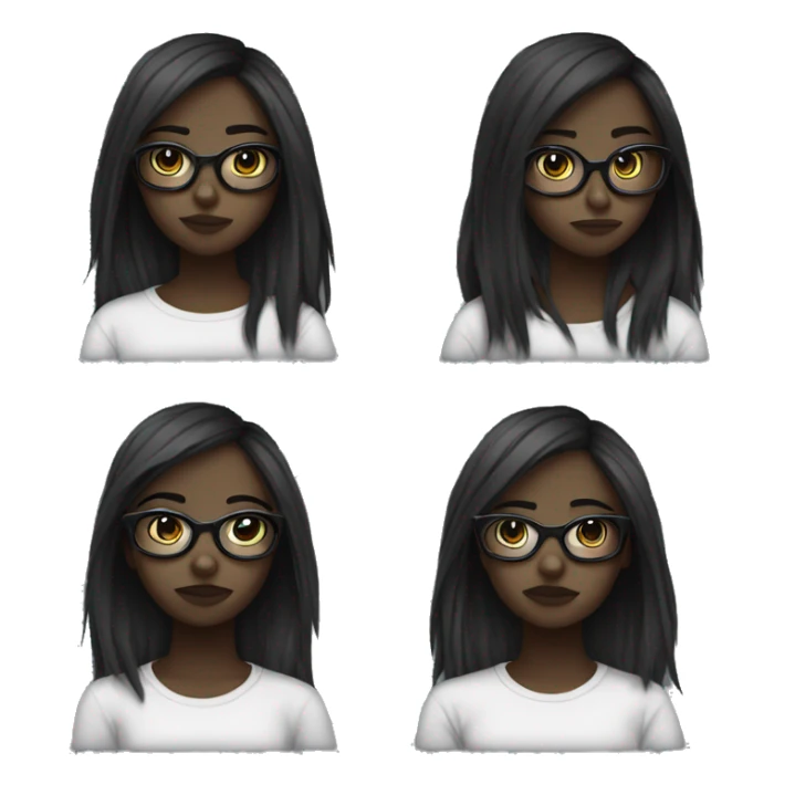 emo girl wearing glasses dark skin  sticker