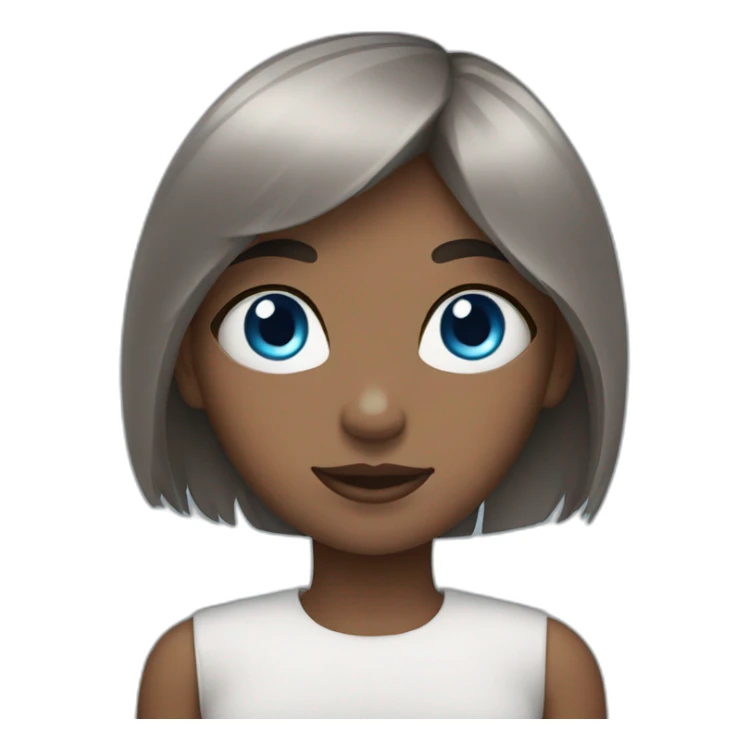 girl with dark brown hair, thick bangs, blue eyes sticker