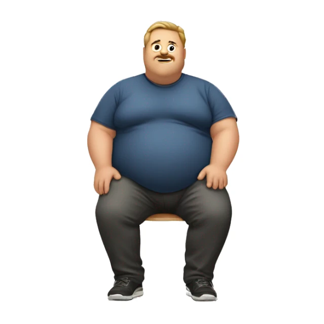 A fat guy eating with his body shown sticker