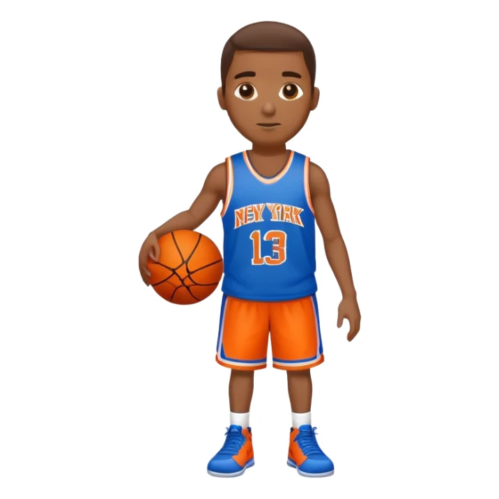 black man wearing a “NY” blue and orange basketball jersey  sticker