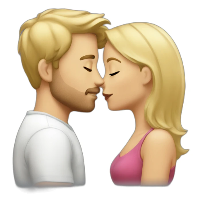 blond whiteguy kissing brunette girl on the cheek sticker