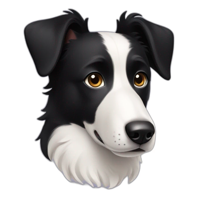 black short hair border collie with white neck and black nose floppy ears sticker