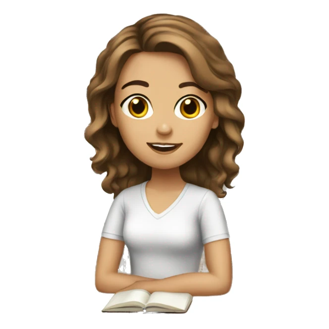 Studying Girl white brown hair sticker