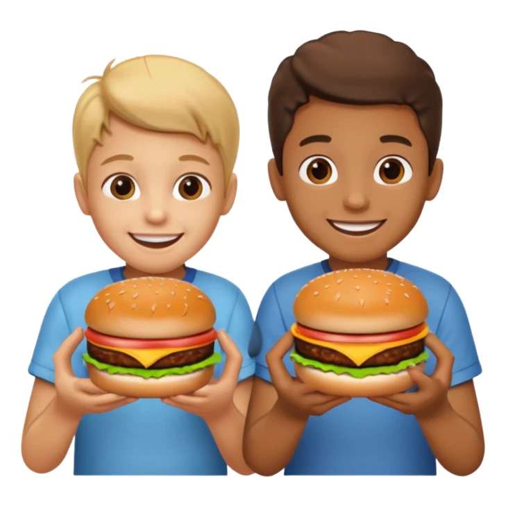 kids with hamburgers sticker
