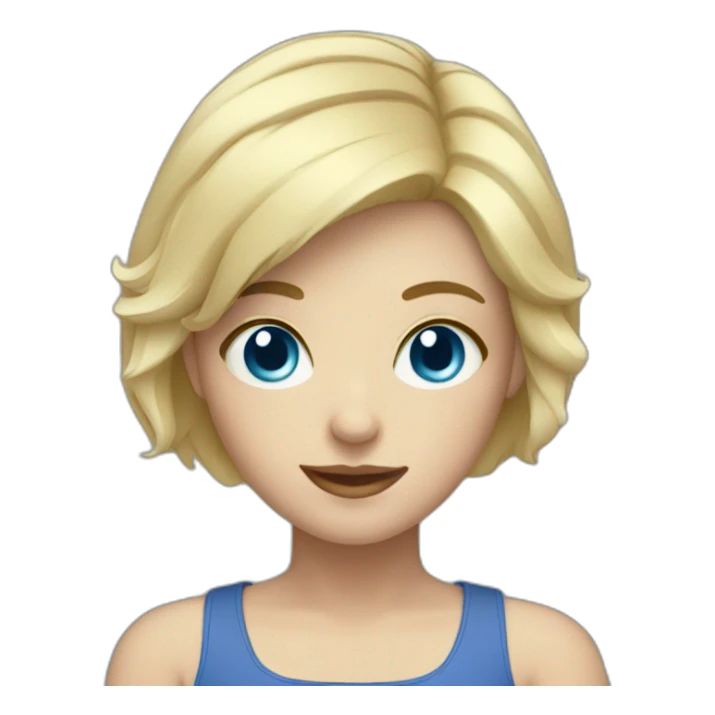 Blonde Girl with blue eyes and short hair with camera  sticker