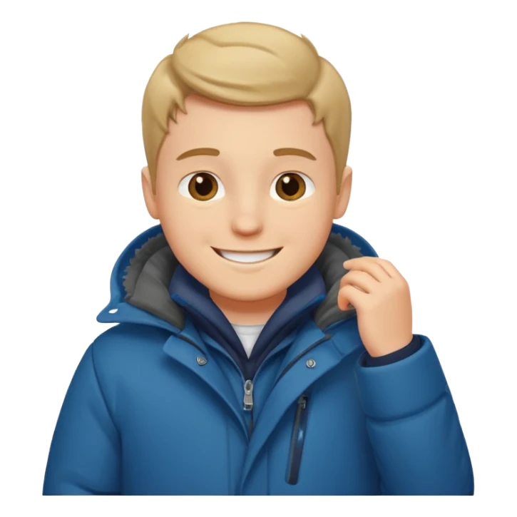 emoji- of a white boy putting on his coat sticker