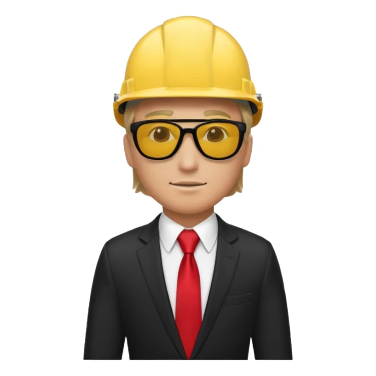 black suit red tie with yellow helmet man and sunglasses sticker