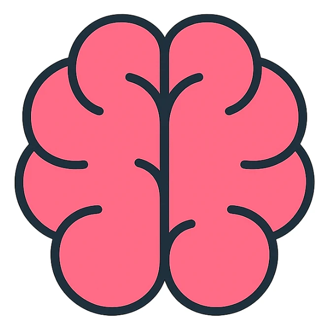 smooth brain, icon style, clear and simple icon, outlined with color sticker