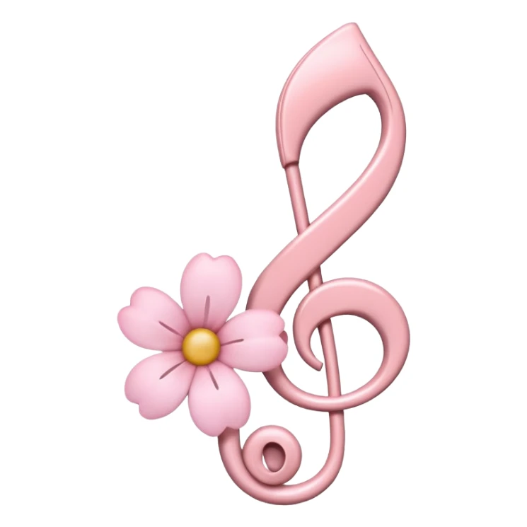 Pale pink music note with pale pink flower sticker
