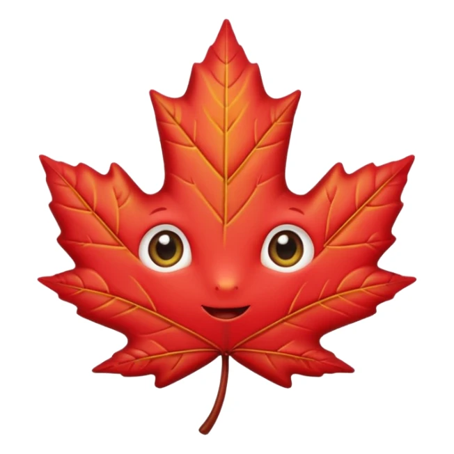 feuille d'érable, style Kawaii, yeux brillants sticker