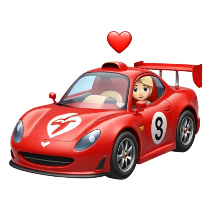 heart driving in a race car sticker