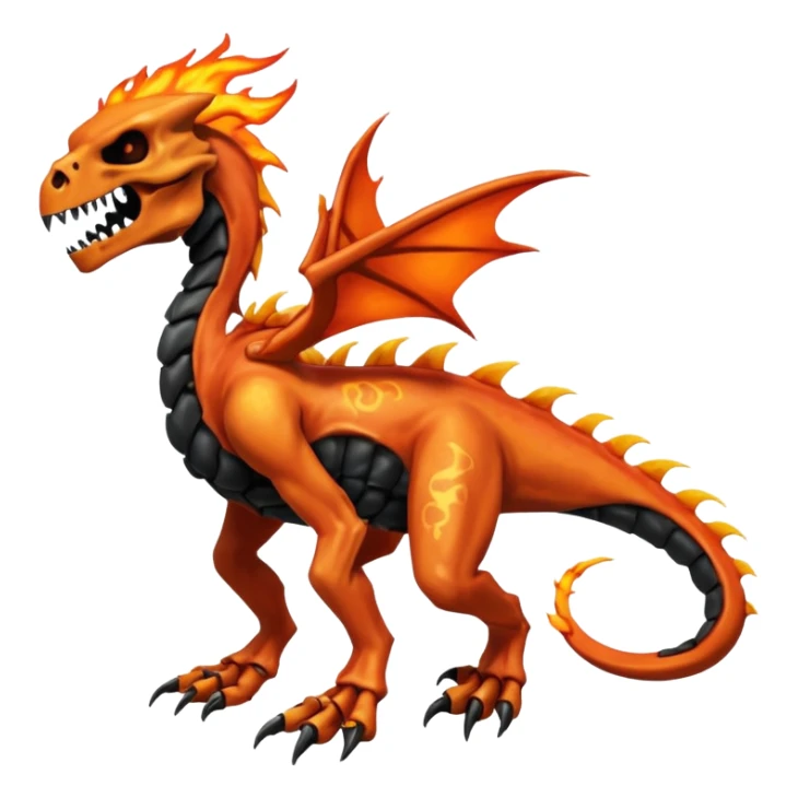 Oily smooth glossy evil sharp edgy badass skeletal fiery skull-faced Charmeleon-Zeraora-Salandit-fusion, full body sticker