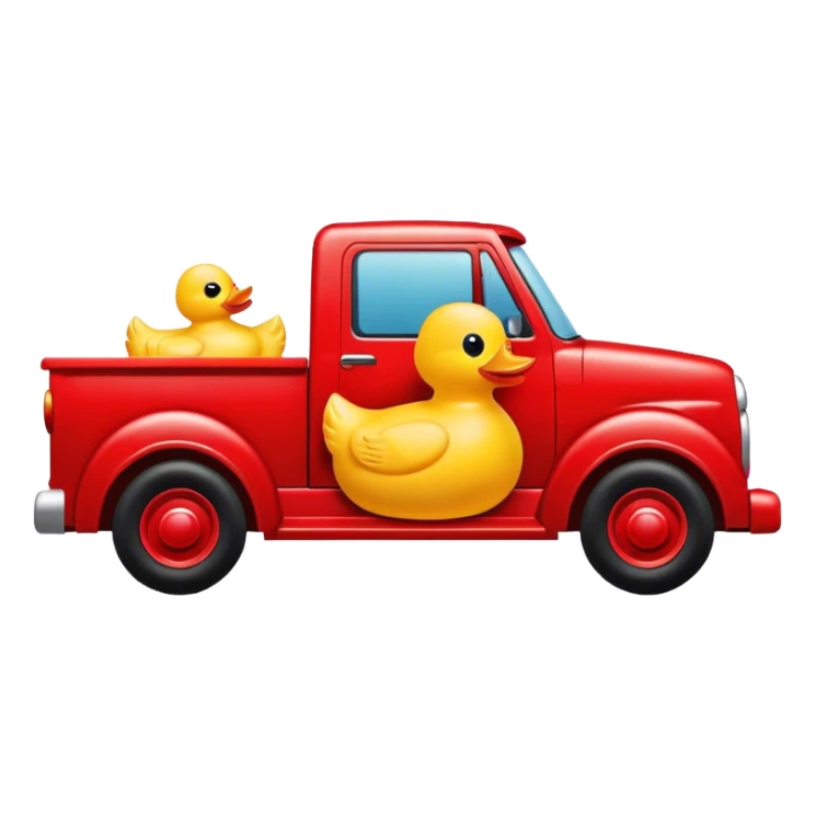 yellow rubber ducky driving a red truck sticker