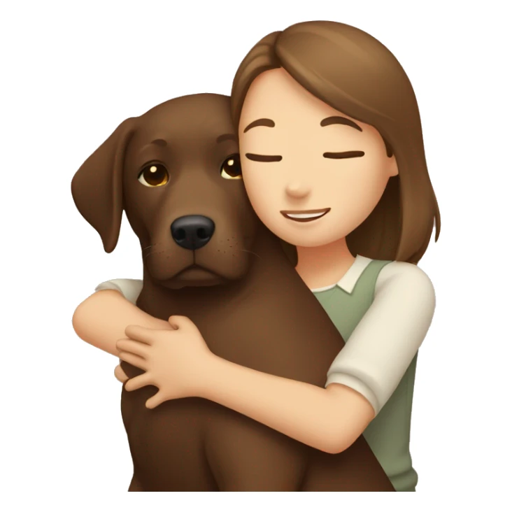 Brown Labrador hugging with a girl with brown hair   sticker
