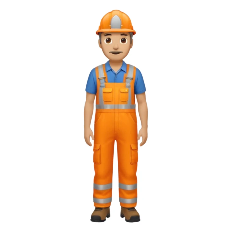 mature engineer hi-vis orange overalls standing full body sticker