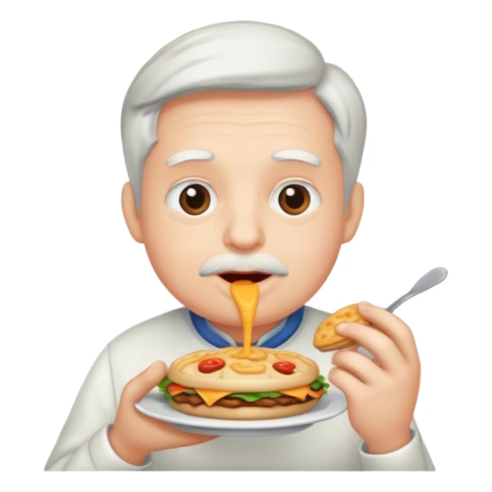 Albert eating food sticker