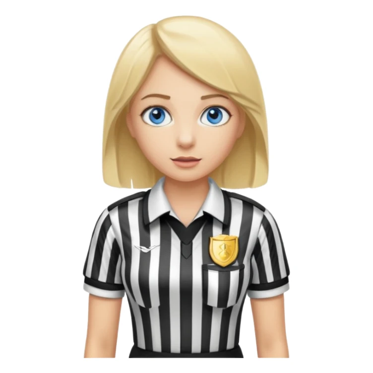 blue eyes blonde girlIN REFEREE UNIFORM STANDING UP  sticker