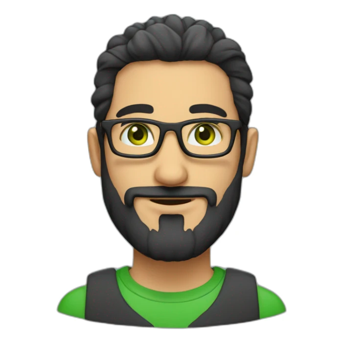 arab guy with square glasses, green eyes and a beard without a mustache with a geek vibe sticker