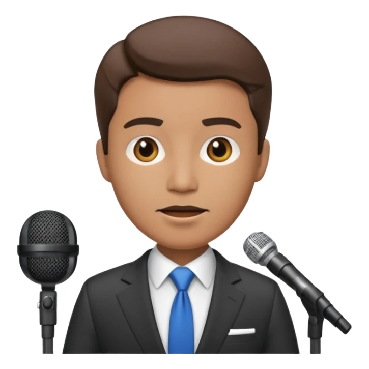 newsroom, news anchor with mic sticker