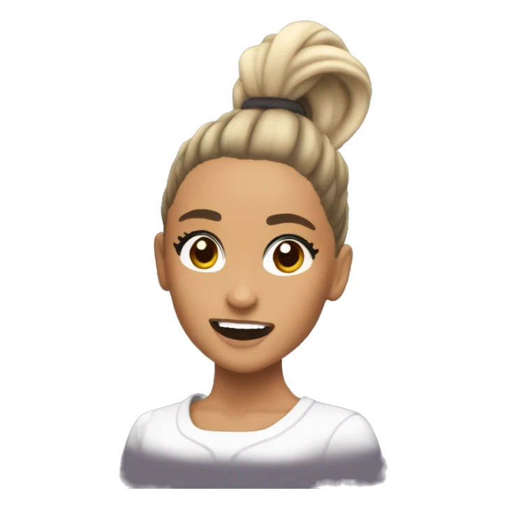 ariana grande with a high ponytail with an explosion behind sticker