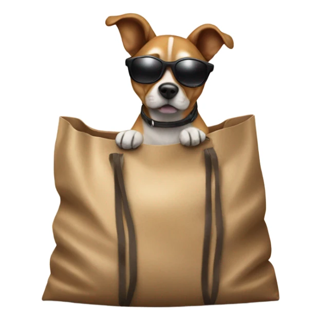 realistic dog in a bag sun with glasses background  sticker