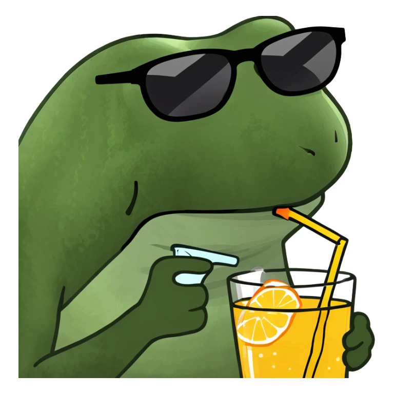 bufo frog at the beach wearing sunglasses enjoying a drink sticker