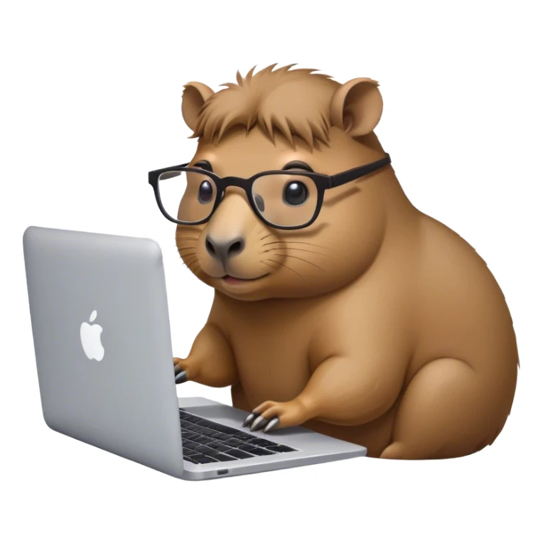 capivara de óculos mexendo no macbook sticker