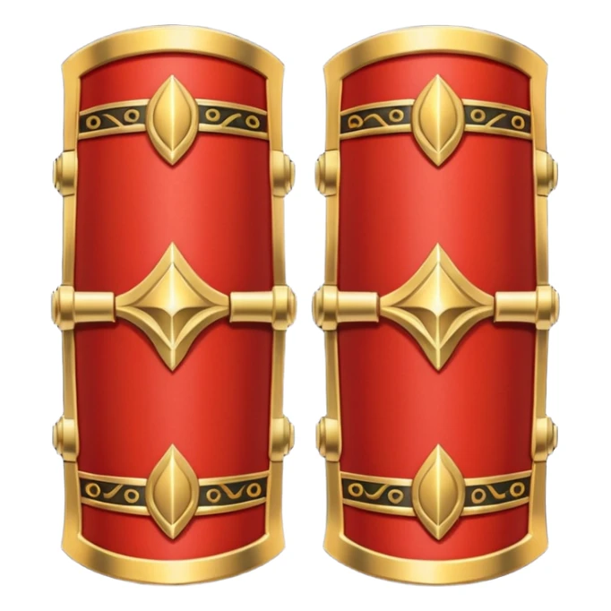 Ares bracers object icon, pair of ancient Greek war bracers, red black gold theme, engraved patterns, heavy armor style, 3D cartoon, mobile game icon style, centered, clean background, no text, no watermark

 sticker