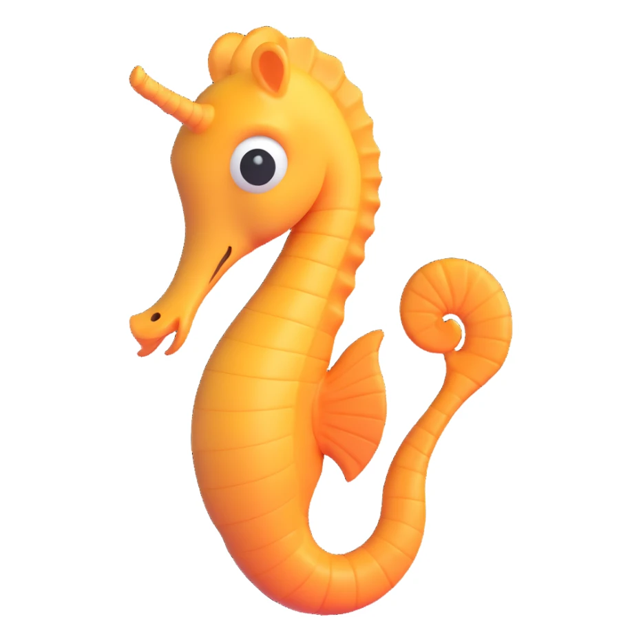 seahorse, 3D emoji style, smooth shading, cute face sticker